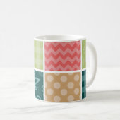 Zigzag, Zickzack, Gingham, Polka Dots, Patchwork Kaffeetasse (VorderseiteRechts)