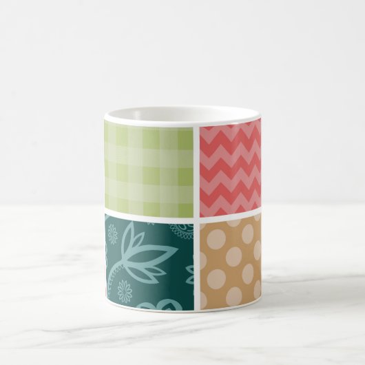 Zigzag, Zickzack, Gingham, Polka Dots, Patchwork Kaffeetasse (Mittel)