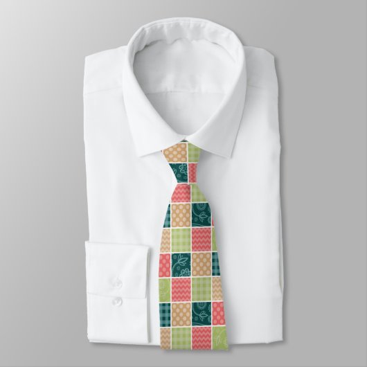Zigzag, Zickzack, Gingham, Polka Dots, Patchwork Krawatte (Gebunden)