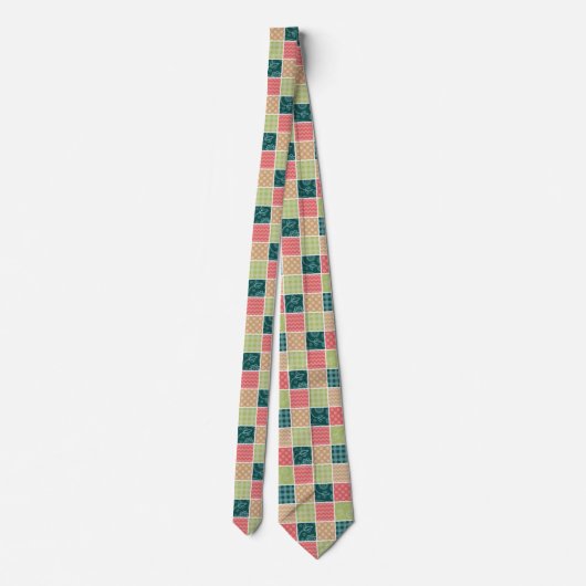 Zigzag, Zickzack, Gingham, Polka Dots, Patchwork Krawatte (Rückseite)