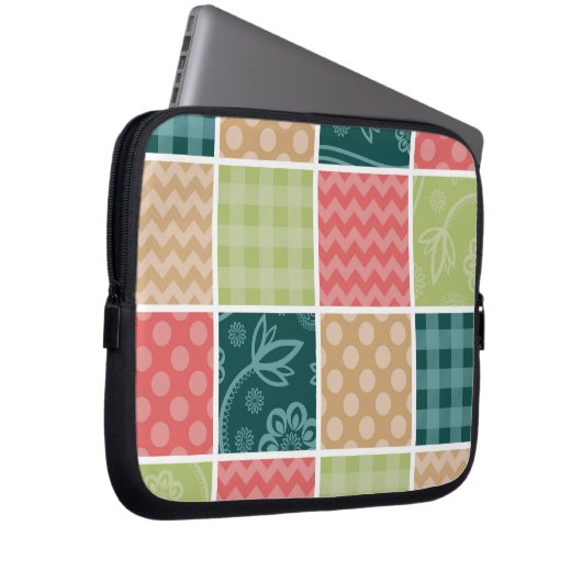 Zigzag, Zickzack, Gingham, Polka Dots, Patchwork Laptopschutzhülle (Vorne Rechts)