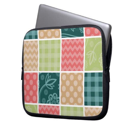 Zigzag, Zickzack, Gingham, Polka Dots, Patchwork Laptopschutzhülle (Vorderseite Links)