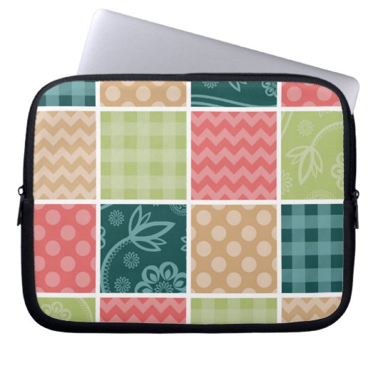 Zigzag, Zickzack, Gingham, Polka Dots, Patchwork Laptopschutzhülle (Vorderseite)