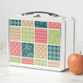 Zigzag, Zickzack, Gingham, Polka Dots, Patchwork Metall Brotdose (Beispiel)