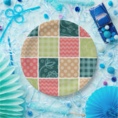 Zigzag, Zickzack, Gingham, Polka Dots, Patchwork Pappteller (Party)