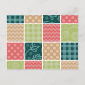 Zigzag, Zickzack, Gingham, Polka Dots, Patchwork Postkarte (Vorderseite)