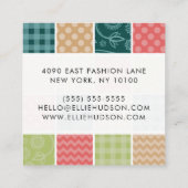 Zigzag, Zickzack, Gingham, Polka Dots, Patchwork Quadratische Visitenkarte (Rückseite)