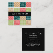 Zigzag, Zickzack, Gingham, Polka Dots, Patchwork Quadratische Visitenkarte (Vorne/Hinten)