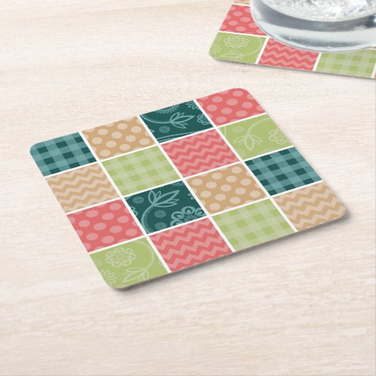 Zigzag, Zickzack, Gingham, Polka Dots, Patchwork Rechteckiger Pappuntersetzer (angewinkelt)