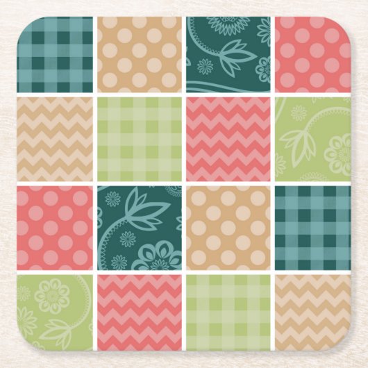 Zigzag, Zickzack, Gingham, Polka Dots, Patchwork Rechteckiger Pappuntersetzer (Vorderseite)