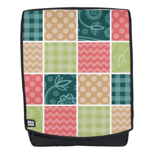 Zigzag, Zickzack, Gingham, Polka Dots, Patchwork Rucksack (Vorderseite)