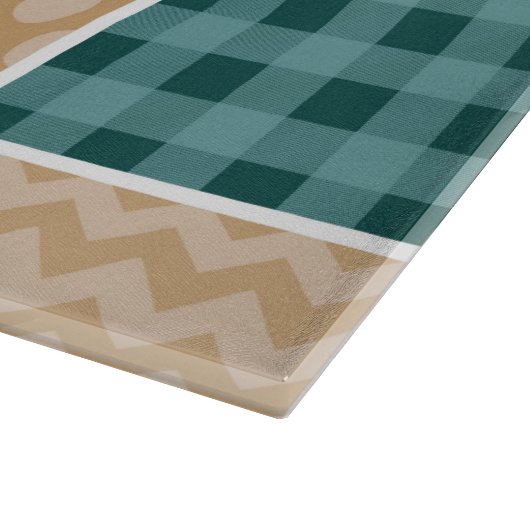 Zigzag, Zickzack, Gingham, Polka Dots, Patchwork Schneidebrett (Ecke)