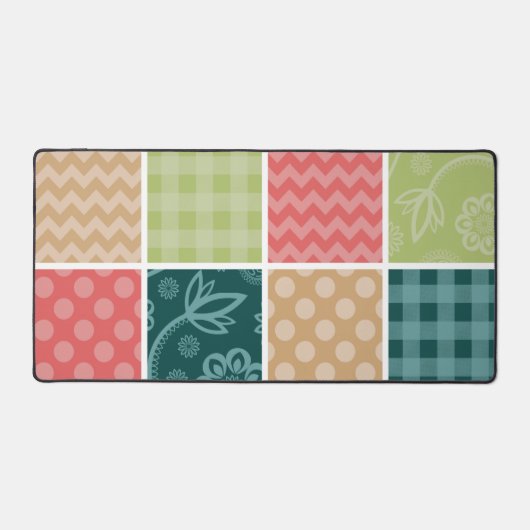 Zigzag, Zickzack, Gingham, Polka Dots, Patchwork Schreibtischunterlage (Vorderseite)