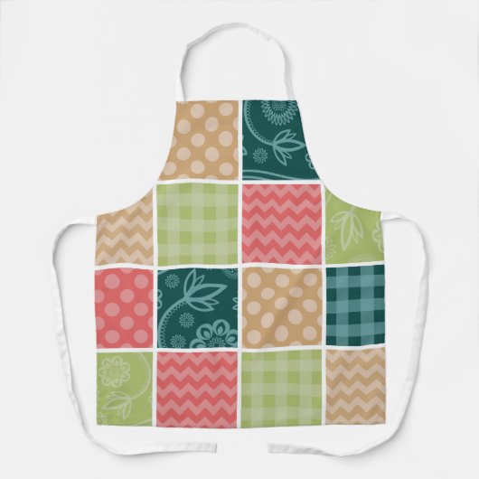 Zigzag, Zickzack, Gingham, Polka Dots, Patchwork Schürze (Vorderseite)