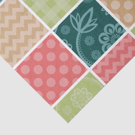 Zigzag, Zickzack, Gingham, Polka Dots, Patchwork Seidenpapier (Ausschnitt)