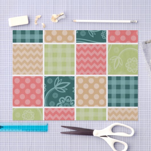 Zigzag, Zickzack, Gingham, Polka Dots, Patchwork Seidenpapier (Handwerk)
