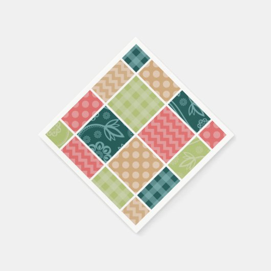 Zigzag, Zickzack, Gingham, Polka Dots, Patchwork Serviette (Ecke)