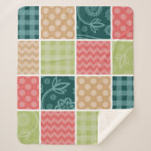 Zigzag, Zickzack, Gingham, Polka Dots, Patchwork Sherpadecke (Vorderseite)