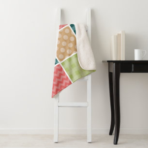 Zigzag, Zickzack, Gingham, Polka Dots, Patchwork Sherpadecke