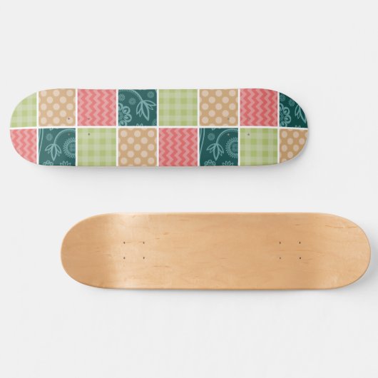 Zigzag, Zickzack, Gingham, Polka Dots, Patchwork Skateboard (Horizontal)