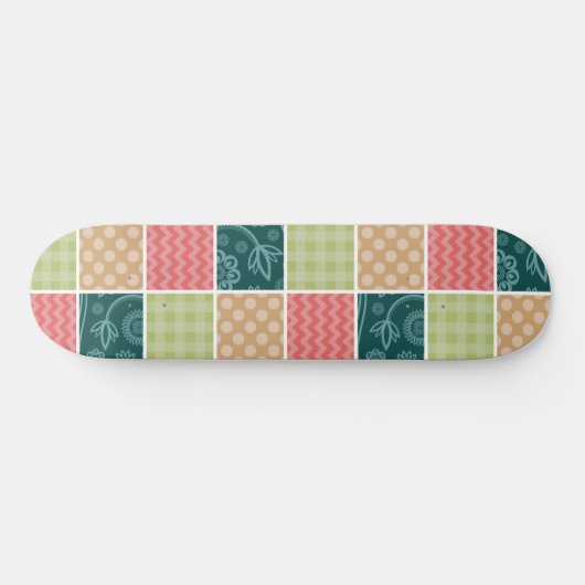 Zigzag, Zickzack, Gingham, Polka Dots, Patchwork Skateboard (Horizontal)