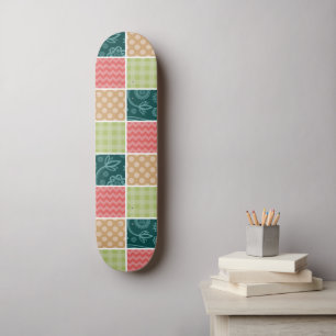 Zigzag, Zickzack, Gingham, Polka Dots, Patchwork Skateboard