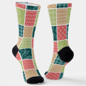 Zigzag, Zickzack, Gingham, Polka Dots, Patchwork Socken (Gewinkelt)