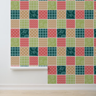 Zigzag, Zickzack, Gingham, Polka Dots, Patchwork Tapete