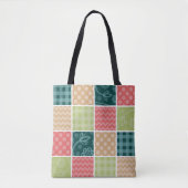Zigzag, Zickzack, Gingham, Polka Dots, Patchwork Tasche (Vorderseite)