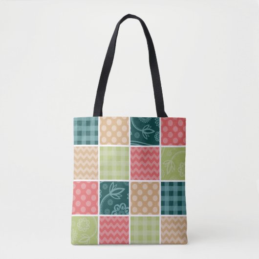 Zigzag, Zickzack, Gingham, Polka Dots, Patchwork Tasche (Vorderseite)