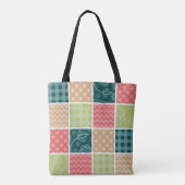 Zigzag, Zickzack, Gingham, Polka Dots, Patchwork Tasche (Rückseite)