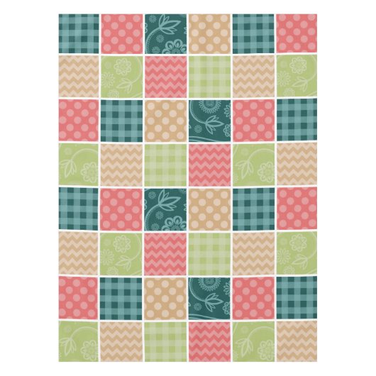 Zigzag, Zickzack, Gingham, Polka Dots, Patchwork Tischdecke (Vorderseite)