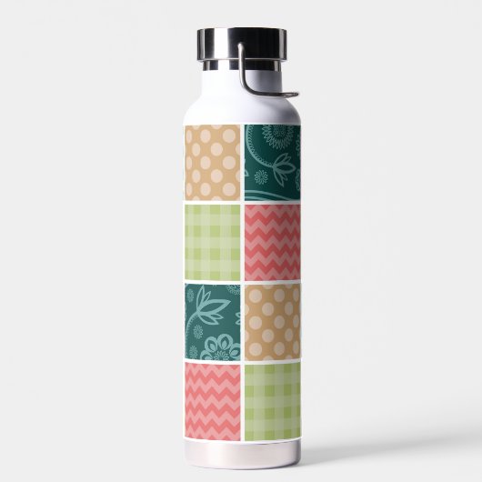 Zigzag, Zickzack, Gingham, Polka Dots, Patchwork Trinkflasche (Links)