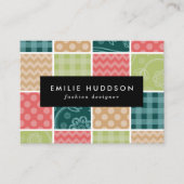 Zigzag, Zickzack, Gingham, Polka Dots, Patchwork Visitenkarte (Vorderseite)
