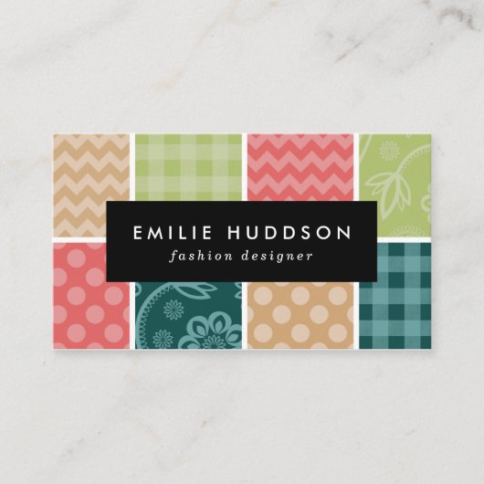 Zigzag, Zickzack, Gingham, Polka Dots, Patchwork Visitenkarte (Vorderseite)