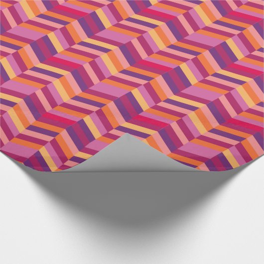 Zigzag Zickzack orange lila gemusterte Packung Geschenkpapier (Ecke)