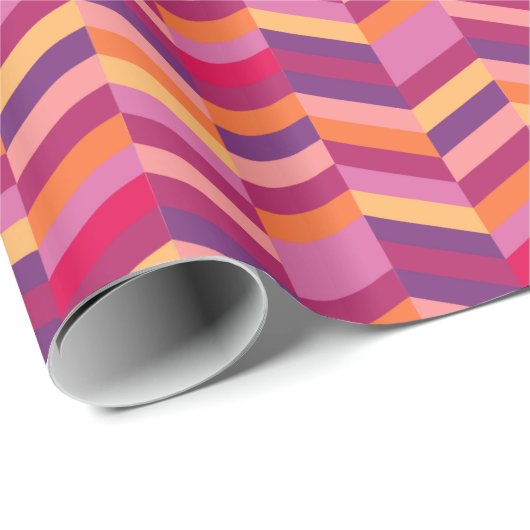 Zigzag Zickzack orange lila gemusterte Packung Geschenkpapier (Rolleneckpunkt)