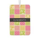 Zigzag, Zickzack, Polka Dots, Gingham, Ihr Name Autolufterfrischer (Rückseite)