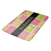 Zigzag, Zickzack, Polka Dots, Gingham, Ihr Name Badematte (Schrägansicht)
