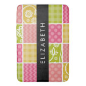 Zigzag, Zickzack, Polka Dots, Gingham, Ihr Name Badematte (Vorderseite Vertikal)