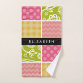 Zigzag, Zickzack, Polka Dots, Gingham, Ihr Name Badhandtuch Set (Handtuch)