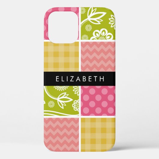 Zigzag, Zickzack, Polka Dots, Gingham, Ihr Name Case-Mate iPhone Hülle (Rückseite)
