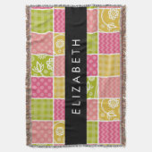 Zigzag, Zickzack, Polka Dots, Gingham, Ihr Name Decke (Vorderseite Vertikal)