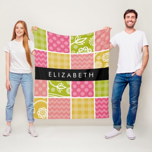 Zigzag, Zickzack, Polka Dots, Gingham, Ihr Name Fleecedecke (Beispiel)