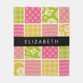 Zigzag, Zickzack, Polka Dots, Gingham, Ihr Name Fleecedecke (Vorderseite)