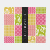Zigzag, Zickzack, Polka Dots, Gingham, Ihr Name Fleecedecke (Vorderseite (Horizontal))