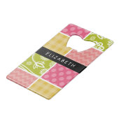 Zigzag, Zickzack, Polka Dots, Gingham, Ihr Name Geldbeutel Flaschenöffner (Rückseite Schrägansicht)