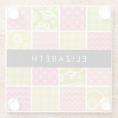 Zigzag, Zickzack, Polka Dots, Gingham, Ihr Name Glasuntersetzer (Rückseite)