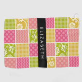 Zigzag, Zickzack, Polka Dots, Gingham, Ihr Name Golfhandtuch (Horizontal)