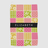 Zigzag, Zickzack, Polka Dots, Gingham, Ihr Name Golfhandtuch (Vorderseite)